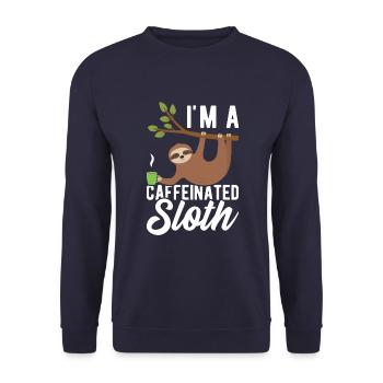 Ich Bin Ein Koffeinhaltiges Faultier - Unisex Pullover - Navy - Vorne - Alina (178cm) & Michal (187cm)