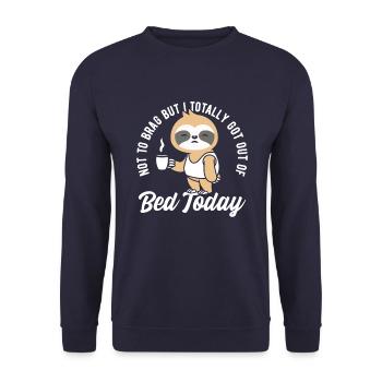 Nicht Zu Prahlen, Süßer Faultier-T-Shirt - Unisex Pullover - Navy - Vorne - Alina (178cm) & Michal (187cm)