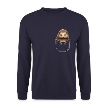 Hérissons Vêtements Poche Animal T-Shirt - Sweat-shirt Unisexe - marine - Devant - Alina (178cm) & Michal (187cm)