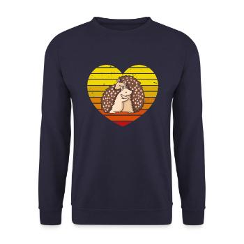 Hérissons en T-shirt coeur vintage rétro - Sweat-shirt Unisexe - marine - Devant - Alina (178cm) & Michal (187cm)
