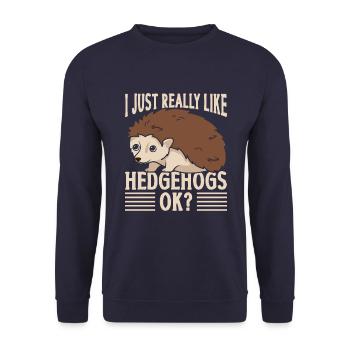 J’aime vraiment le T-shirt Hedgehogs - Sweat-shirt Unisexe - marine - Devant - Alina (178cm) & Michal (187cm)