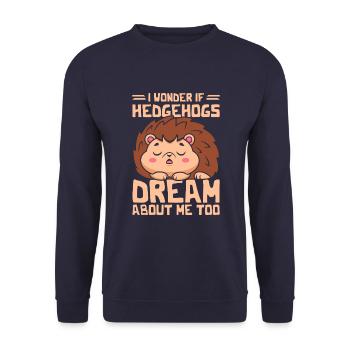 I Wonder If Hedgehogs T-Shirt - Unisex Sweatshirt - navy - Front - Alina (178cm) & Michal (187cm)