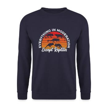 Tout avec modération sauf les reptiles - Sweat-shirt Unisexe - marine - Devant - Alina (178cm) & Michal (187cm)