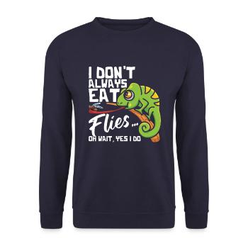 Je ne mange pas toujours des mouches, caméléon T-shirt - Sweat-shirt Unisexe - marine - Devant - Alina (178cm) & Michal (187cm)