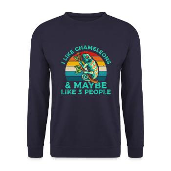 J’aime les caméléons T-shirt rétro - Sweat-shirt Unisexe - marine - Devant - Alina (178cm) & Michal (187cm)
