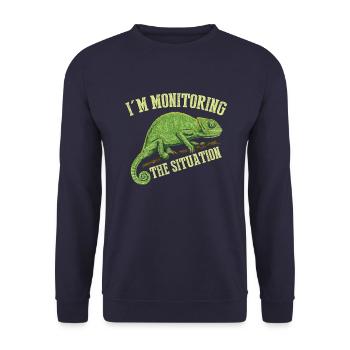 J’ai surveillé la situation, T-shirt caméléon - Sweat-shirt Unisexe - marine - Devant - Alina (178cm) & Michal (187cm)