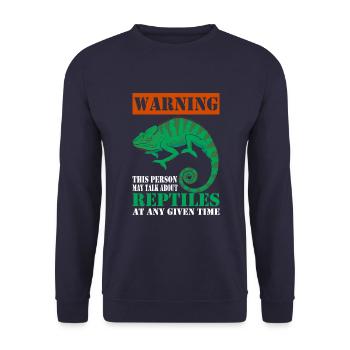 Warning: This person may be talking about reptiles - Unisex Sweatshirt - navy - Front - Alina (178cm) & Michal (187cm)