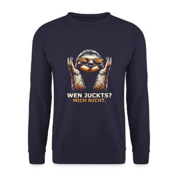 Spruch Wen juckts - Unisex Pullover - Navy - Vorne - Alina (178cm) & Michal (187cm)