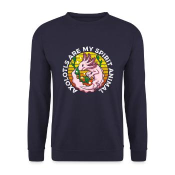 Axolotls Sind Mein Geisttier-T-Shirt - Unisex Pullover - Navy - Vorne - Alina (178cm) & Michal (187cm)