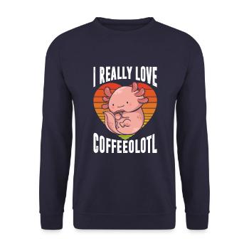 Ich Liebe Coffeeolotl Im Retro-T-Shirt Wirklich - Unisex Pullover - Navy - Vorne - Alina (178cm) & Michal (187cm)