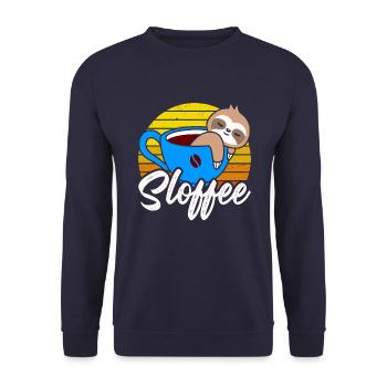 Sloffee Im Retro-T-Shirt - Unisex Pullover - Navy - Vorne - Alina (178cm) & Michal (187cm)