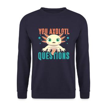Vous Axolotl Questions T-shirt Questions - Sweat-shirt Unisexe - marine - Devant - Alina (178cm) & Michal (187cm)