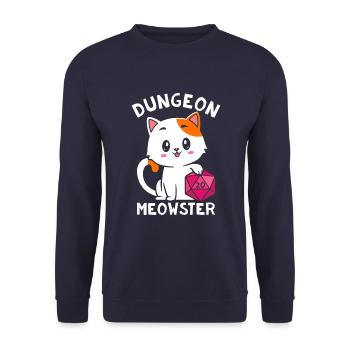 Dungeon Meowster - Unisex Pullover - Navy - Vorne - Alina (178cm) & Michal (187cm)