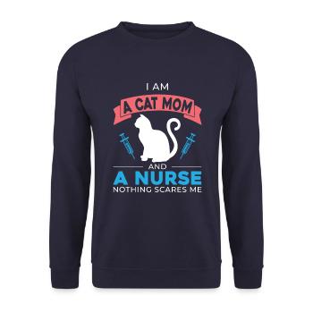 I'm a cat mom - Unisex Sweatshirt - navy - Front - Alina (178cm) & Michal (187cm)