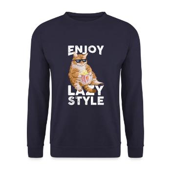 Enjoy lazy style - Unisex Sweatshirt - navy - Front - Alina (178cm) & Michal (187cm)