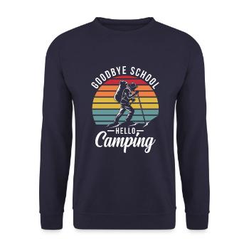 Tschüss Schule, Hallo Camping - Unisex Pullover - Navy - Vorne - Alina (178cm) & Michal (187cm)
