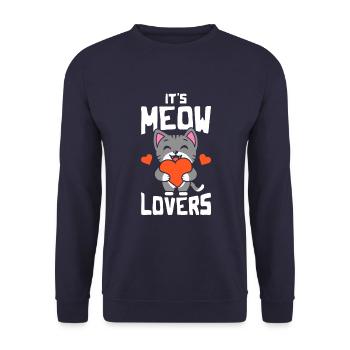 Es Sind Miau-Liebhaber - Unisex Pullover - Navy - Vorne - Alina (178cm) & Michal (187cm)