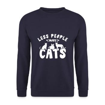 Weniger Menschen, Mehr Katzen - Unisex Pullover - Navy - Vorne - Alina (178cm) & Michal (187cm)