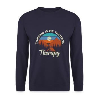 Camping is my favorite therapy - Unisex Sweatshirt - navy - Front - Alina (178cm) & Michal (187cm)