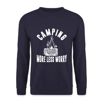 Camping Mehr Weniger Sorgen - Unisex Pullover - Navy - Vorne - Alina (178cm) & Michal (187cm)