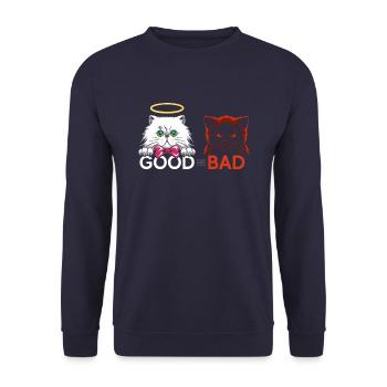 Gute Katze Und Schlechtes Katzen-T-Shirt - Unisex Pullover - Navy - Vorne - Alina (178cm) & Michal (187cm)