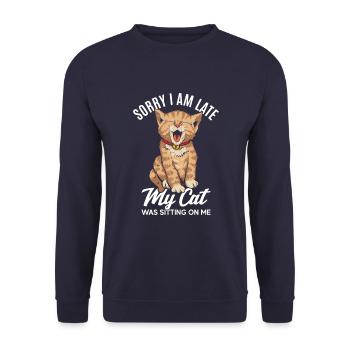 Tut Mir Leid, Ich Bin Zu Spät - Unisex Pullover - Navy - Vorne - Alina (178cm) & Michal (187cm)