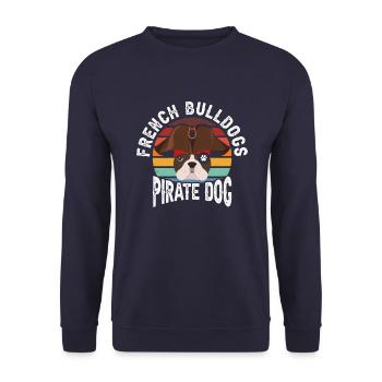 French Bulldogs Pirate Dog Vintage - Unisex Sweatshirt - navy - Front - Alina (178cm) & Michal (187cm)