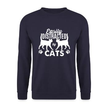 Facilement distrait par les chats - Sweat-shirt Unisexe - marine - Devant - Alina (178cm) & Michal (187cm)