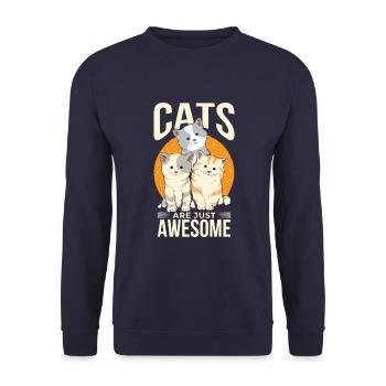 Cats are just great - Unisex Sweatshirt - navy - Front - Alina (178cm) & Michal (187cm)