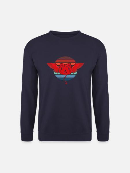 Cute Devil Cat Retro T-Shirt - Unisex Sweatshirt - navy