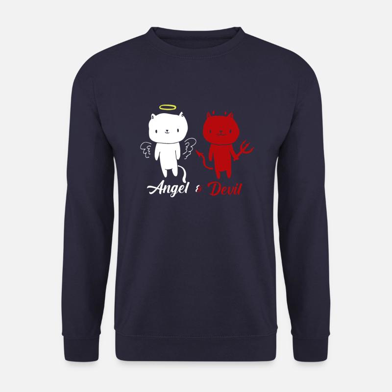 Angel and Devil Cat T-Shirt - Unisex Sweatshirt - navy