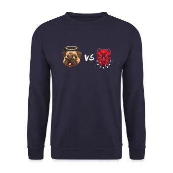 Angel Carlin Dog Vs Devil Pitbull Dog T-shirt - Sweat-shirt Unisexe - marine - Devant - Alina (178cm) & Michal (187cm)