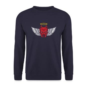 Angry Devil Pitbull Dog T-Shirt - Unisex Sweatshirt - navy - Front - Alina (178cm) & Michal (187cm)
