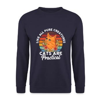 Wie Alle Reinen Kreaturen Sind Katzen Praktisch - Unisex Pullover - Navy - Vorne - Alina (178cm) & Michal (187cm)