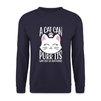A cat can pull itself out of anything - Unisex Sweatshirt - navy - Front - Alina (178cm) & Michal (187cm)