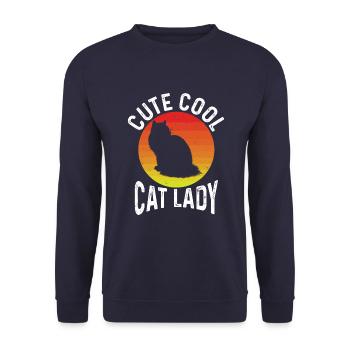 Süße Coole Katzendame - Unisex Pullover - Navy - Vorne - Alina (178cm) & Michal (187cm)