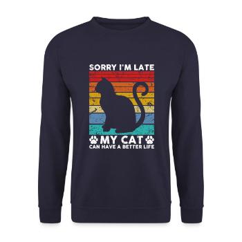 Entschuldigung, Ich Bin Zu Spät - Unisex Pullover - Navy - Vorne - Alina (178cm) & Michal (187cm)