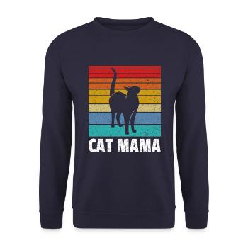 Katzenmama - Unisex Pullover - Navy - Vorne - Alina (178cm) & Michal (187cm)