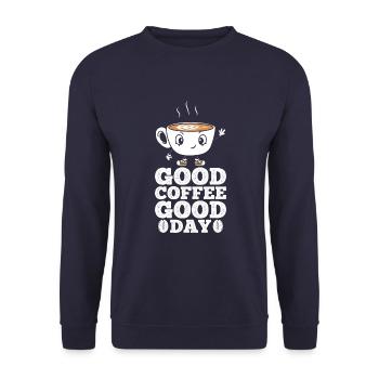 Guter Kaffee Guten Tag - Unisex Pullover - Navy - Vorne - Alina (178cm) & Michal (187cm)