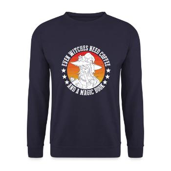 Sogar Hexen Brauchen Kaffee - Unisex Pullover - Navy - Vorne - Alina (178cm) & Michal (187cm)