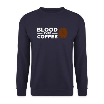Blutgruppe Kaffee - Unisex Pullover - Navy - Vorne - Alina (178cm) & Michal (187cm)