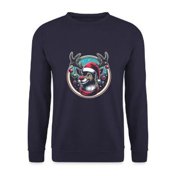 Rentier Weihnachten - Unisex Pullover - Navy - Vorne - Alina (178cm) & Michal (187cm)