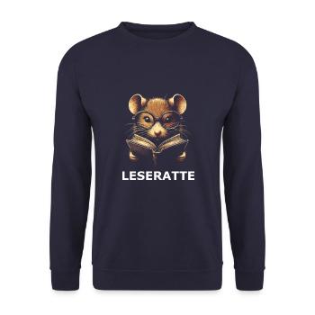 Leseratte - Unisex Pullover - Navy - Vorne - Alina (178cm) & Michal (187cm)