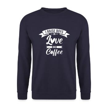 Ich Großer Jungen Auf Liebe Und Kaffee - Unisex Pullover - Navy - Vorne - Alina (178cm) & Michal (187cm)
