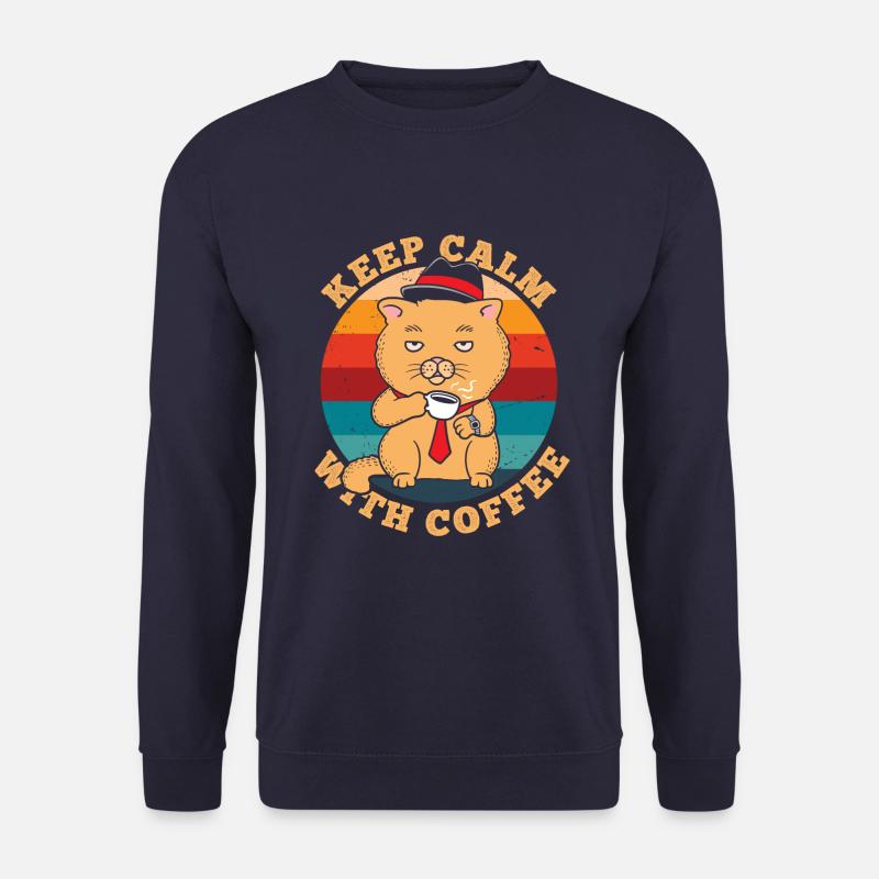 Bleib Ruhig Mit Kaffee Retro - Unisex Pullover - Navy