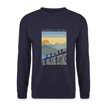 Anywhere is within the walking distance - Unisex Sweatshirt - navy - Front - Alina (178cm) & Michal (187cm)