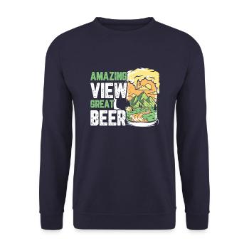 Amazing view great beer - Unisex Sweatshirt - navy - Front - Alina (178cm) & Michal (187cm)