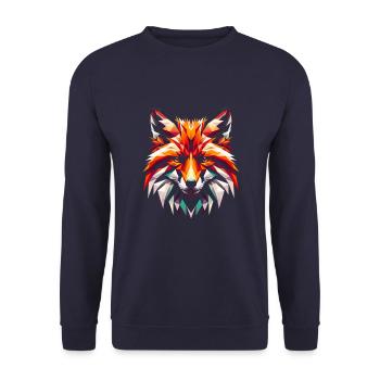 Polygon Geometrisch Fuchs - Unisex Pullover - Navy - Vorne - Alina (178cm) & Michal (187cm)