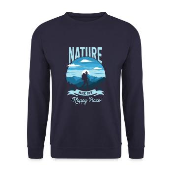 La nature est mon lieu de bonheur - Sweat-shirt Unisexe - marine - Devant - Alina (178cm) & Michal (187cm)