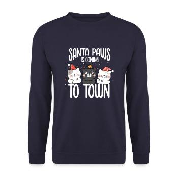 Santa paws is coming to town - Unisex Pullover - Navy - Vorne - Alina (178cm) & Michal (187cm)